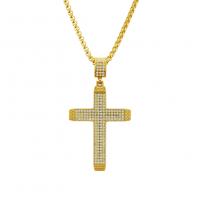 Men Necklace, Zinc Alloy, gold color plated, for man & with rhinestone Inch 