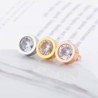 Boucles d'oreilles en acier titane, avec strass, Rond, Placage, bijoux de mode & styles différents pour le choix & pour femme, plus de couleurs à choisir, 11.5*5.5mm, Vendu par paire