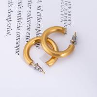 Boucles d'oreilles en acier titane, Rond, Placage, bijoux de mode & unisexe, doré, 4*21mm, Vendu par paire