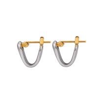 Boucles d'oreilles en acier titane, Lettre U, poli, bijoux de mode & unisexe, argent, 14*16mm, Vendu par paire