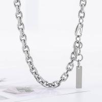 Collier de bijoux de titane, Acier titane, poli, bijoux de mode & unisexe, argent, 9*8*60*500mm, Vendu par brin