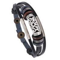 PU Schnur Armbänder, PU Leder, mit Zinklegierung, plattiert, Modeschmuck & unisex, 215mm, verkauft von Strang