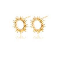 Brass Earring Stud Component, Round, gold color plated, enamel, 12mm,5mm 