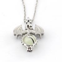 Luminated Necklace, Alloy, with Night-Light Stone, plated, fashion jewelry, silver color 