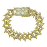 Zinc Alloy Rhinestone Bracelets, plated, for man & with rhinestone 20mm Inch 