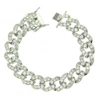 Zinc Alloy Rhinestone Bracelets, plated, for man & with rhinestone 13mm Inch 