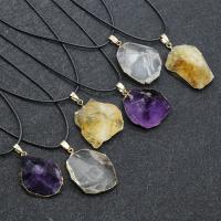 Natural Quartz Pendants, with Brass, irregular, polished, DIY & faceted 32-48mm 