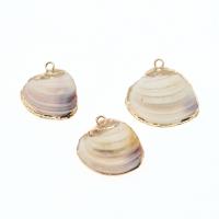 Coque de mer naturelle Pendentif, coquille, coquille, Placage, DIY, beige, 36*26*7-18*18*4mm Environ 2mm, Vendu par PC