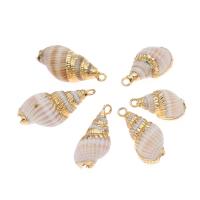 Trompette Shell pendentif en laiton, coquille, conque, Placage, DIY, blanc, 22*12*10mm Environ 2mm, Vendu par PC