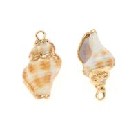 Trompette Shell pendentif en laiton, coquille, conque, Placage, DIY, blanc, 26*12*11mm Environ 2mm, Vendu par PC