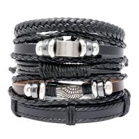 Men Bracelet, Faux Leather, with Zinc Alloy, plated, 5 pieces & fashion jewelry & Unisex, 60mm 