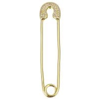 Cubic Zirconia Micro Pave Brass Pendant, Paper Clip, plated, fashion jewelry & for woman & with cubic zirconia, golden Approx 4mm 