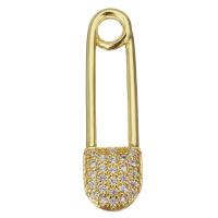 Cubic Zirconia Micro Pave Brass Pendant, Paper Clip, plated, fashion jewelry & for woman & with cubic zirconia, golden Approx 3.5mm 