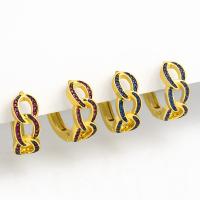 Brass Huggie Hoop Earring, Donut, plated, fashion jewelry & micro pave cubic zirconia & for woman 20*8mm 