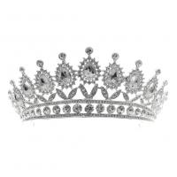 Bridal Tiaras, Zinc Alloy, with Rhinestone, silver color plated, for woman 