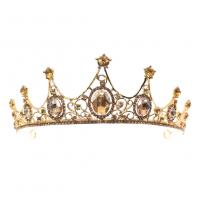 Bridal Tiaras, Zinc Alloy, gold color plated, for woman & with rhinestone 