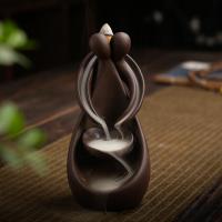 Incense Smoke Flow Backflow Holder Ceramic Incense Burner, Purple Clay, plated, durable 