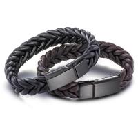 Men Bracelet, Titanium Steel, with Faux Leather, plated, for man 