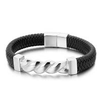 Männer Armband, Titanstahl, mit Kunstleder, plattiert, für den Menschen, keine, 556x12mm,210x12mm, verkauft von PC