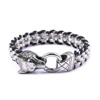 Männer Armband, Titanstahl, mit Kunstleder, plattiert, für den Menschen, 18mm,215x13mm, verkauft von PC