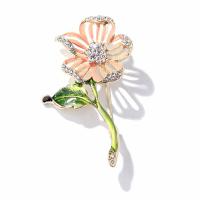 Zinc Alloy Jewelry Brooch, Flower, fashion jewelry & for woman & with rhinestone & hollow 