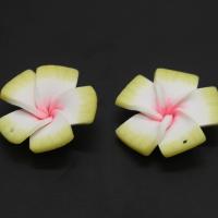 Flower Polymer Clay Beads, handmade, DIY, yellow, 28*28*6mm Approx 1mm 