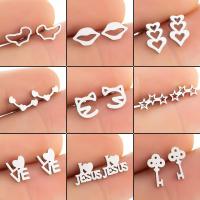 Stainless Steel Stud Earring, plated, fashion jewelry & for woman 