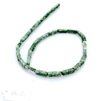 Abalorios de Piedra Verde, Piedra de Punto Verde, Rectángular, pulido, Bricolaje, verde, 4x13mm, 29PCs/Sarta, Vendido por Sarta