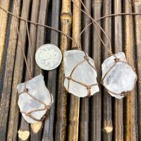 Natural Quartz Pendants, Clear Quartz, handmade, DIY, white, 20-40mm 