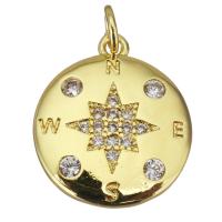 Cubic Zirconia Micro Pave Brass Pendant, gold color plated, micro pave cubic zirconia Approx 2.5mm 