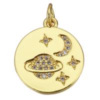 Cubic Zirconia Micro Pave Brass Pendant, gold color plated, micro pave cubic zirconia Approx 3mm 