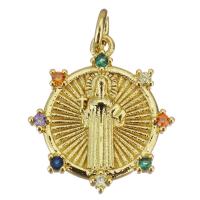 Cubic Zirconia Micro Pave Brass Pendant, gold color plated, micro pave cubic zirconia Approx 3mm 