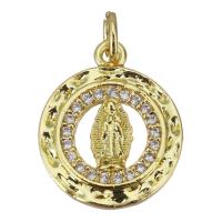 Cubic Zirconia Micro Pave Brass Pendant, gold color plated, micro pave cubic zirconia & hollow Approx 3.5mm 