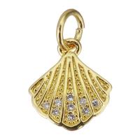 Cubic Zirconia Micro Pave Brass Pendant, Shell, gold color plated, micro pave cubic zirconia Approx 3.5mm 