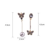 Asymmetric Earrings, Zinc Alloy, Butterfly, fashion jewelry & for woman & with rhinestone 