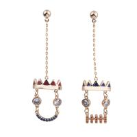 Asymmetric Earrings, Brass, fashion jewelry & micro pave cubic zirconia & for woman 