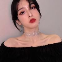 Ожерелье Мода Choker, цинковый сплав, с Кристаллы, ювелирные изделия моды, серебряный, продается Strand