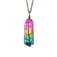 Natural Quartz Pendants, Clear Quartz, with Zinc Alloy, plated, fashion jewelry & Unisex 