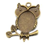 Zinc Alloy Pendant Cabochon Setting, Owl, plated, DIY 