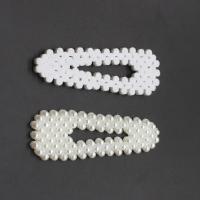 Cabochon hallazgo de Cabello Clip , Perlas plásticas, Bricolaje, Blanco, 76*26*4mm, Vendido por UD