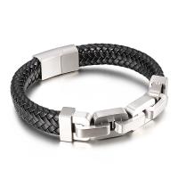 Männer Armband, Kunstleder, mit Titanstahl, plattiert, für den Menschen, keine, 210x12mm,13mm, verkauft von PC