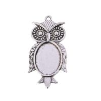 Zinc Alloy Pendant Cabochon Setting, Owl, plated, DIY 