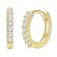 Brass Huggie Hoop Earring, with Cubic Zirconia, fashion jewelry 