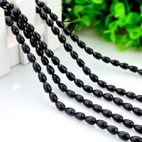 Black Stone Bead, Teardrop, polished, DIY, black 