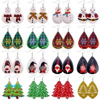 Christmas Earrings, PU Leather, with Zinc Alloy, printing, Christmas jewelry  & for woman 