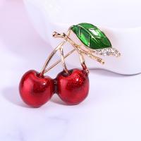 Zinc Alloy Jewelry Brooch, Cherry, fashion jewelry & for woman & with rhinestone 