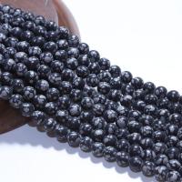 Snowflake Obsidian Bead, Round, polished, DIY black 