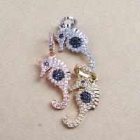 Cubic Zirconia Micro Pave Brass Pendant, Seahorse, plated, DIY & micro pave cubic zirconia, mixed colors, 29*11*1mm Approx 1mm 