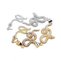 Cubic Zirconia Micro Pave Brass Pendant, Snake, plated & DIY & micro pave cubic zirconia 29*14*2mm Approx 2mm 