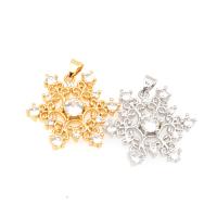 Cubic Zirconia Micro Pave Brass Pendant, Snowflake, plated & DIY & micro pave cubic zirconia 28*26*4mm Approx 1mm 